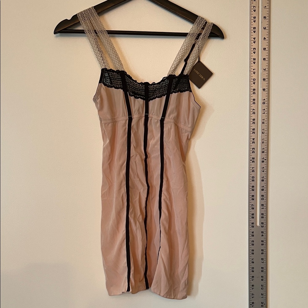 Love Haus Elegant Beige and Black Lace Chemise